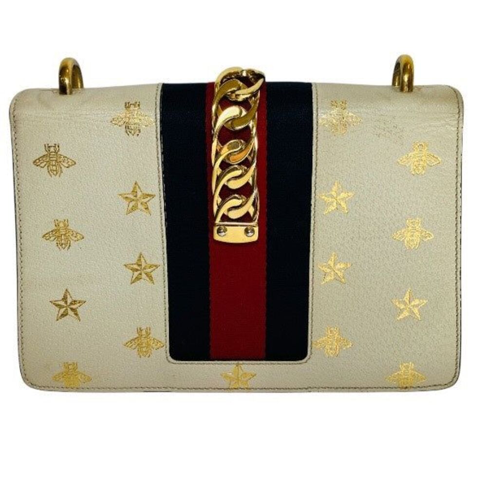 Gucci Sylvie Bee & Star Leather Shoulder Bag - Picture 2 of 9